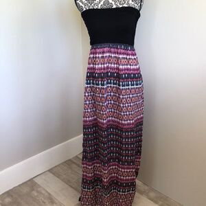 Roxy multi color tube top maxi dress size medium